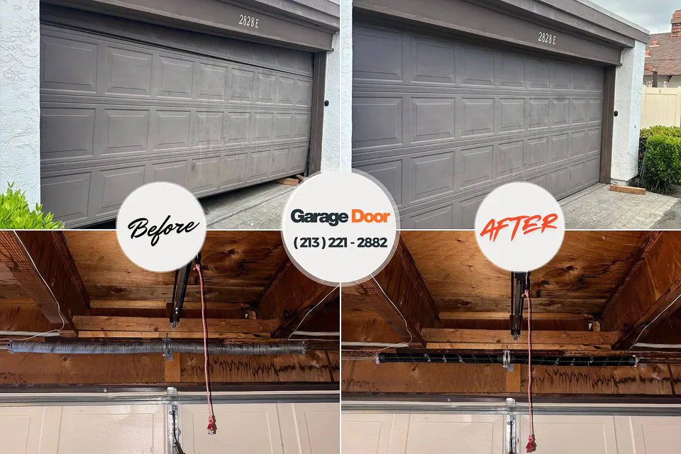 Before and after: garage door repair Munsey Park, NY